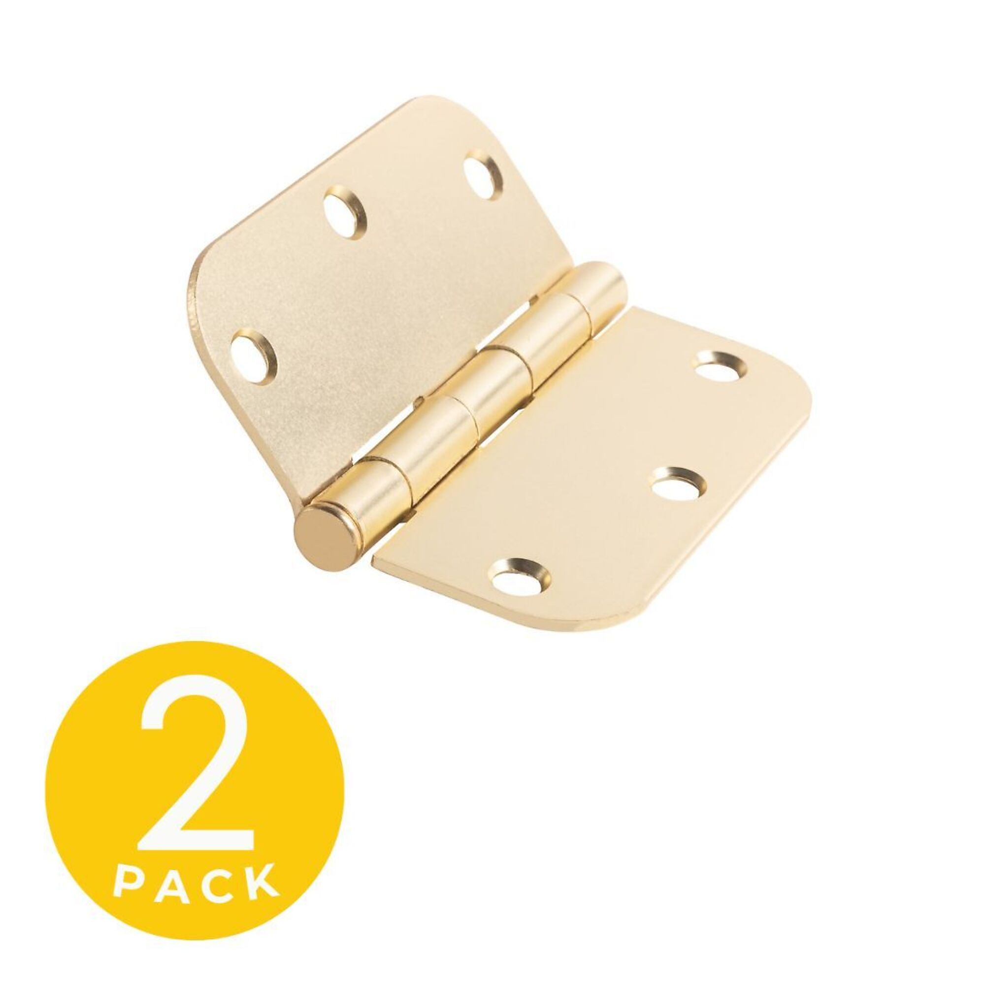 Global Door Controls Full Mortise Residential Door Hinge — 3.5in. x 3.5in., Satin Brass, 5/8in. Radius, Removable Pin, 2 Pcs, Model# CP3535-5/8US4-M